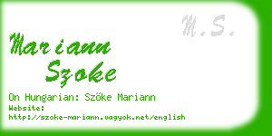 mariann szoke business card